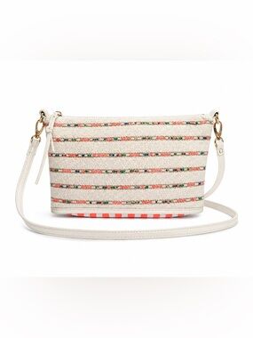 Bissu Textured Beaded Crossbody Bag in Cream with Multicolor Accents